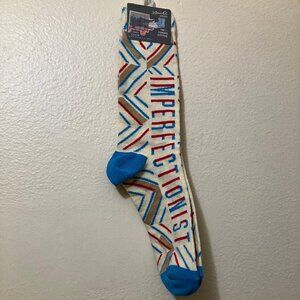 New Blue Q Socks Men's Crew 'Imperfectionist' Novelty Funny Gag Gift Silly Socks